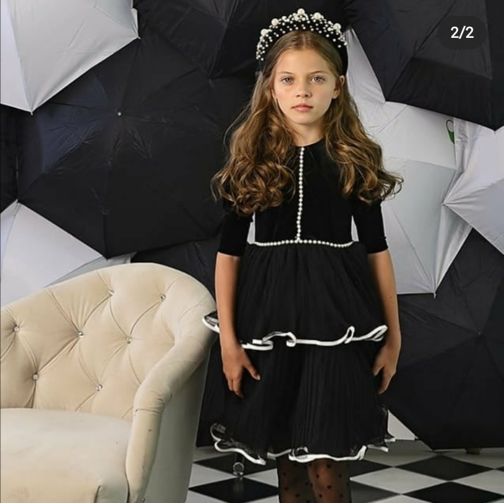 Melange black and white dress for event